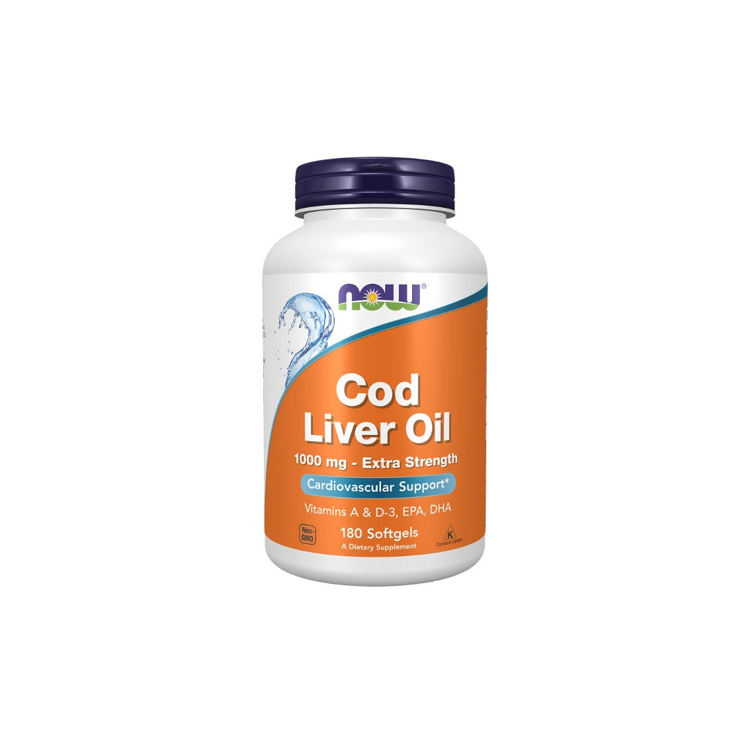 Lebertran, Extra Stärke 1000 mg 180 Weichkapseln Now Foods